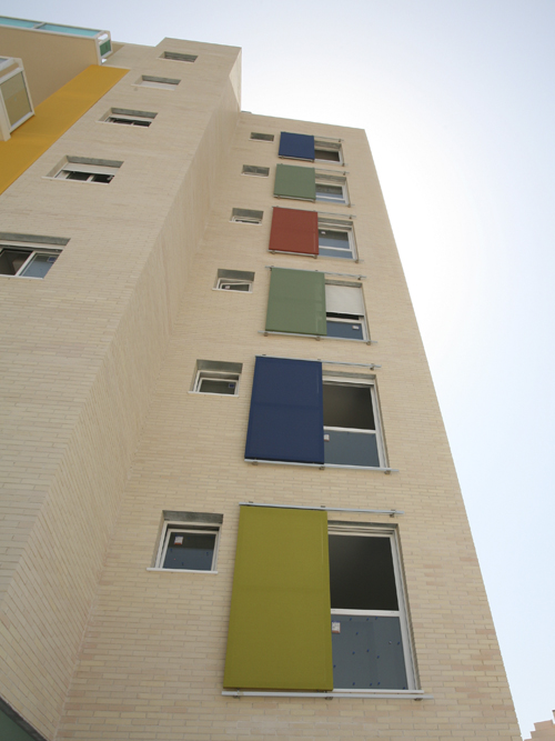 View from below of the building